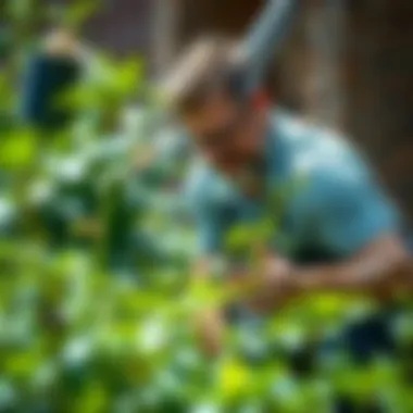 Prevention in the Garden A gardener inspecting plants for ticks