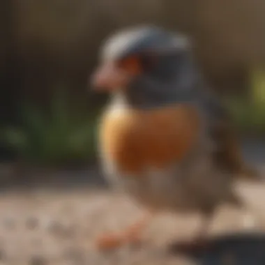 Abnormal Avian Behavior A close-up of a bird showing abnormal behavior after experiencing shock.