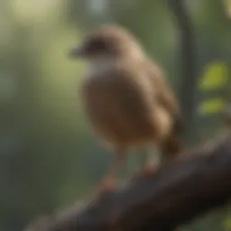 A startled bird perched on a branch, displaying signs of distress.