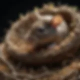 A close-up of a mouse nesting.