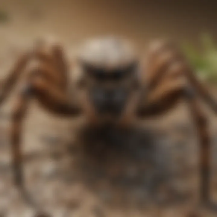 A close-up of a wolf spider in its natural habitat