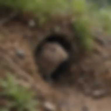 Vole Habitat and Burrows Vole habitat showcasing burrows near house foundations