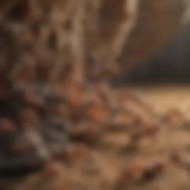 Ant Colony Dynamics Close-up view of an ant colony