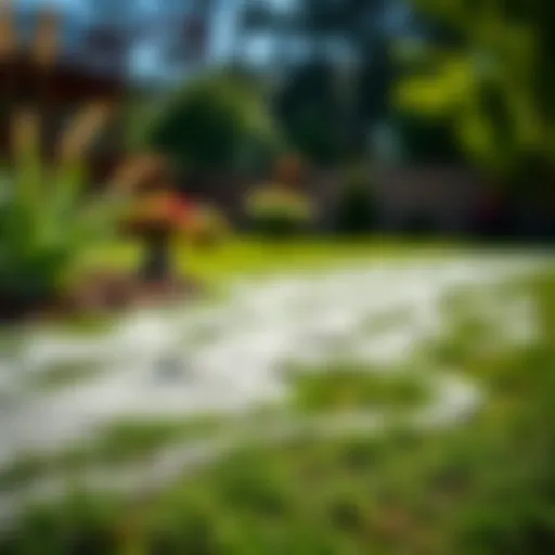 Diatomaceous earth spread across a yard